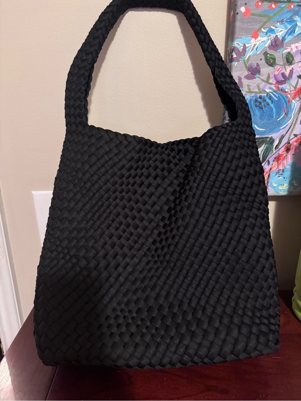 Woven Black Shoulder Bag